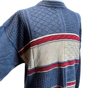 VINTAGE Kellerman‎ knit sweater textured 3D pattern stripes men’s XL 80s 90s